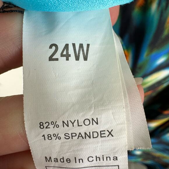 Septangle Colorful Boho Tropical Padded Bra V-Neck Swim Dress Plus Size 24W - Picture 8 of 9